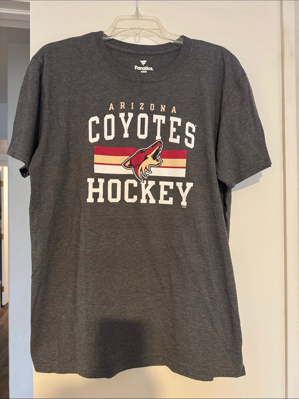 Fanatics Arizona Coyotes Charcoal Gray Hockey Tee with Team Crest